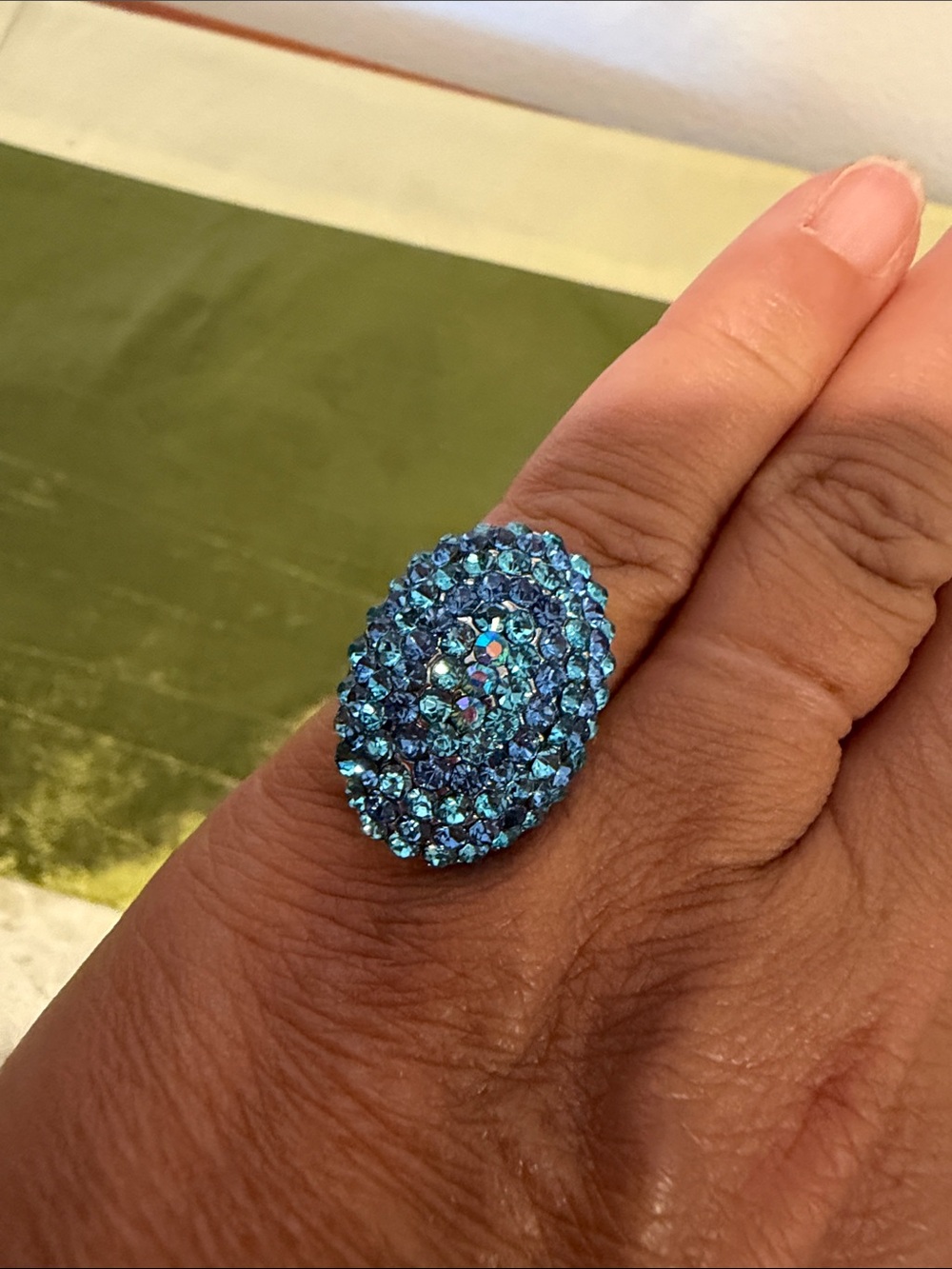 Blue Crystal Cluster Cocktail Ring - Women's Jewelry